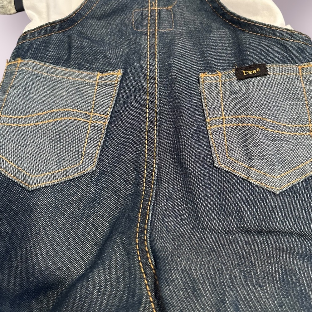 Baby Lee Kids Denim Overall Shorts With Undershirt Size 0-3 Months - Picture 8 of 8